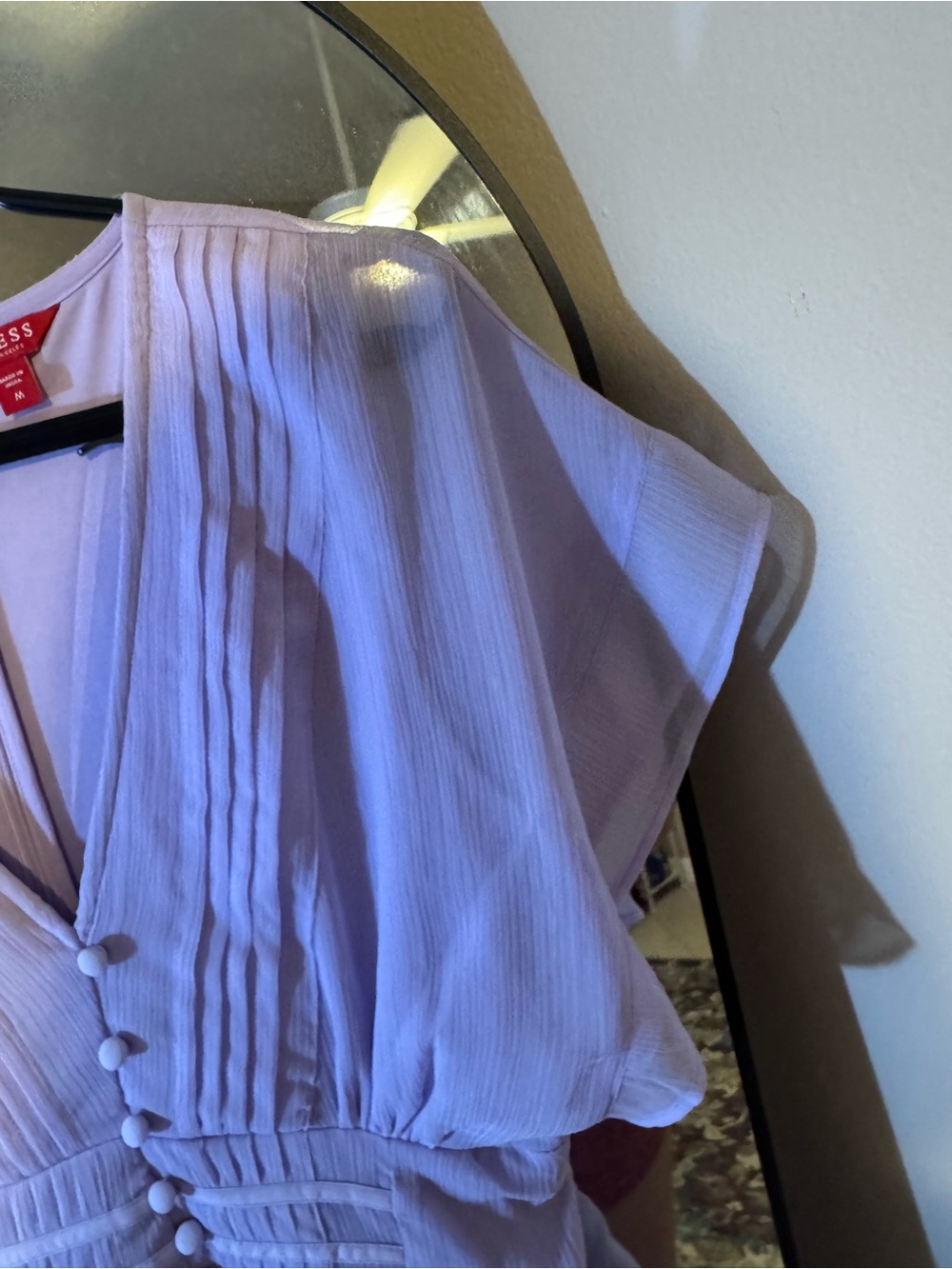 Guess Lilac V-Neck Ruffled Dress - Picture 2 of 9
